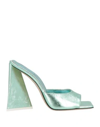 Attico The  Woman Sandals Light Green Size 9 Leather