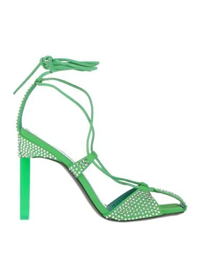 Attico The  Woman Sandals Lime Green Size 8 Textile Fibers