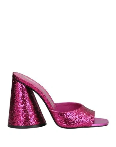 Attico The  Woman Sandals Magenta Size 7 Soft Leather
