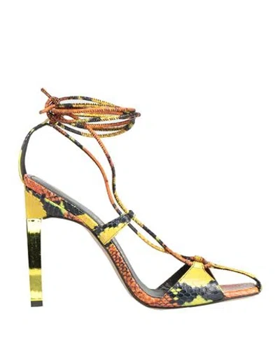 Attico The  Woman Sandals Ocher Size 7.5 Leather In Yellow