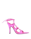 Attico The  Woman Sandals Fuchsia Size 8 Leather In Pink