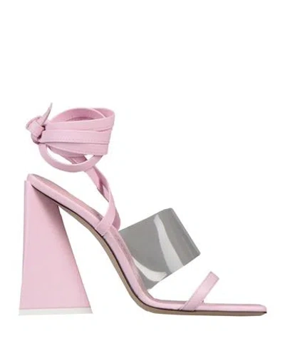 Attico The  Woman Sandals Pink Size 8 Leather, Rubber