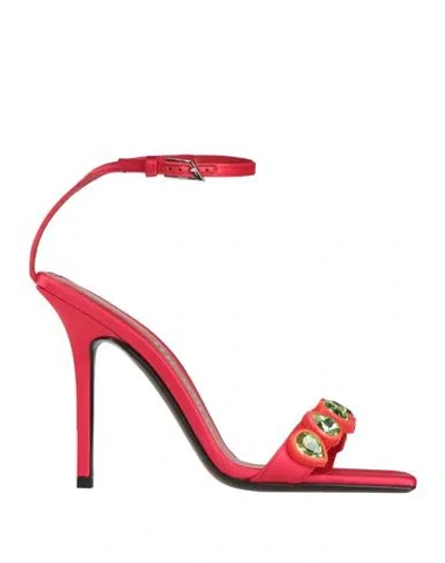 Attico The  Woman Sandals Red Size 10 Textile Fibers