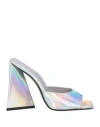 Attico Devon Metallic Leather Mule In Silver