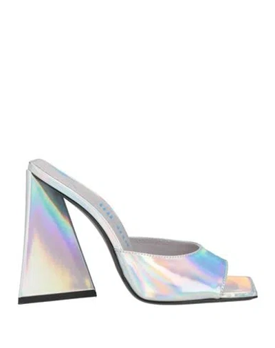 ATTICO THE ATTICO WOMAN SANDALS SILVER SIZE 6 SOFT LEATHER