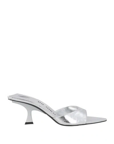 Attico The  Woman Sandals Silver Size 7.5 Leather