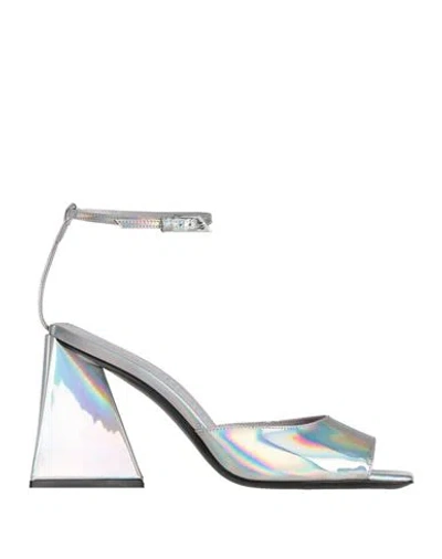 ATTICO THE ATTICO WOMAN SANDALS SILVER SIZE 8 LEATHER
