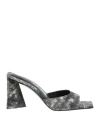 Attico Leather Devon Mules In Grey