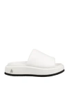 Attico Mia Leather Flatform Slides In White