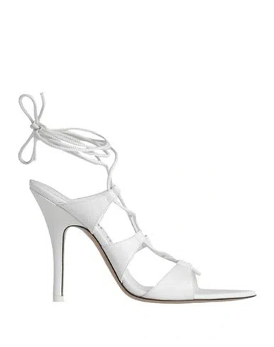Attico The  Woman Sandals White Size 8 Leather