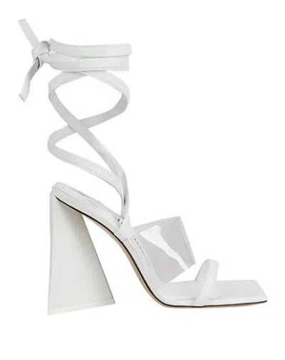 Attico The  Woman Sandals White Size 8 Leather, Textile Fibers