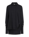 Attico Black Oversized Asymmetric Shirt With Studs In Cotton In Black