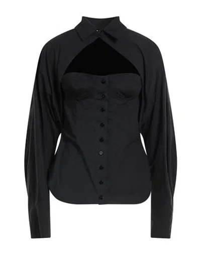 Attico The  Woman Shirt Black Size 4 Cotton, Elastane