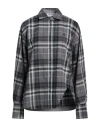 Attico Oversized Check Pattern Shirt With Bell Sleeves In Gray