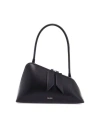 Attico Sunrise Leather Shoulder Bag In Black