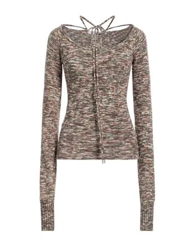 Attico Tie-neck Sweater In Brown