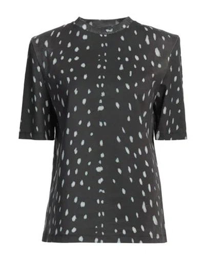 Attico The  Woman T-shirt Charcoal Size 6 Cotton In Black