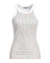 Attico White Tank Top With Multicolor Rhinestone In Jersey Woman In White