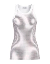 Attico White Tank Top With Multicolor Rhinestone In Jersey Woman In White