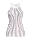 Attico White Tank Top With Multicolor Rhinestone In Jersey Woman In White