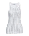Attico White Tank Top With Multicolor Rhinestone In Jersey Woman In White