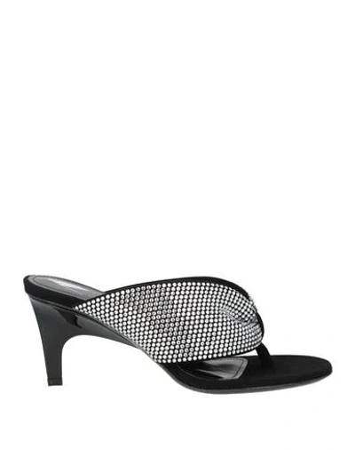 ATTICO THE ATTICO WOMAN THONG SANDAL BLACK SIZE 8 LEATHER