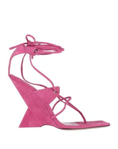 Attico The  Woman Thong Sandal Fuchsia Size 7 Leather In Pink