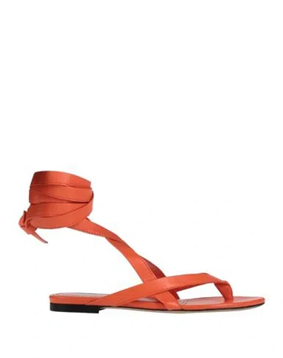 Attico The  Woman Thong Sandal Orange Size 7 Leather In Red