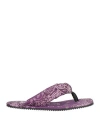 Attico The  Woman Thong Sandal Purple Size 6 Leather, Textile Fibers
