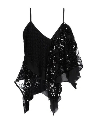Attico The  Woman Top Black Size 6 Polyester, Polyamide, Cotton