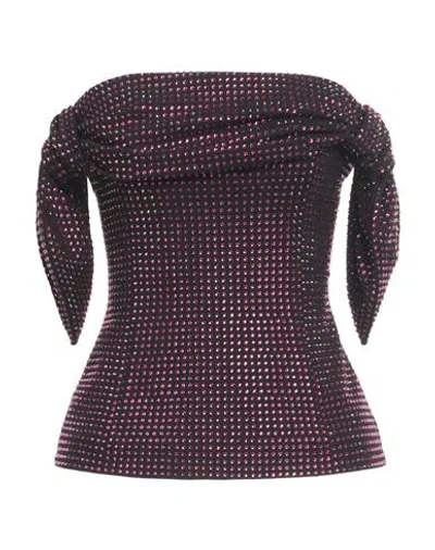 Attico The  Woman Top Black Size 6 Rayon, Polyamide, Elastane, Silicone, Aluminum In Purple