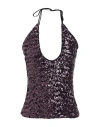 Attico Sequinned Halterneck Top In Mauve