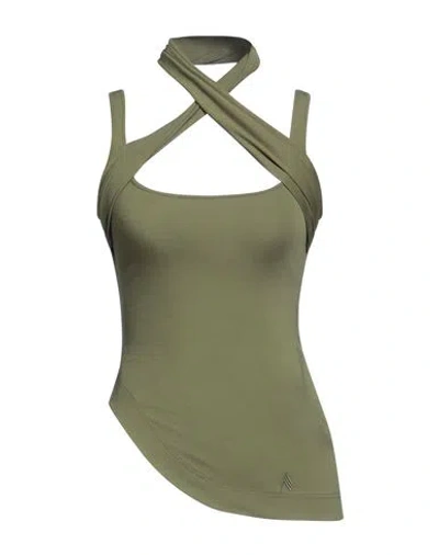 Attico The  Woman Top Military Green Size 8 Rayon, Polyamide, Elastane
