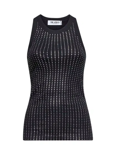 ATTICO THE ATTICO WOMEN BLACK HOTFIX CRYSTAL TANK TOP
