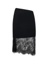 Attico Black Jersey And Lace Asymmetric Midi Skirt In Black