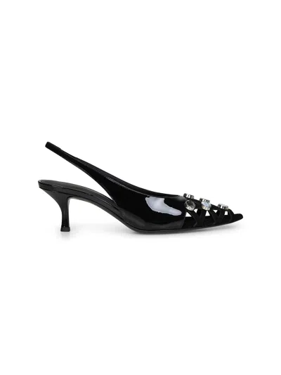 Attico The  Women Black Patent Leather And Suede '"fiona'" Slingback Pumps