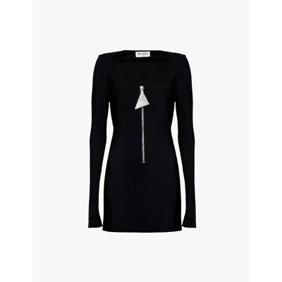 Attico Black Scoop-neck Mini Dress