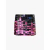 Attico Rue Sequined Mini Skirt In Black/fucsia/green/blue