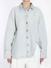 Attico Overshirt Diana In Denim Spalmato In Blue