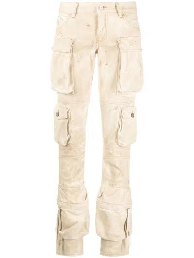 Attico Beige Slim Cargos Pant In Neutral