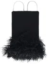 Attico Fujiko Feather-trim Minidress In Black