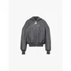 ATTICO THE ATTICO WOMEN'S GREY DROPPED-SHOULDER RELAXED-FIT WOOL-BLEND BOMBER JACKET