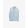Attico Oversized Embroidered Denim Shirt In Light Blue Denim