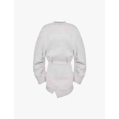 Attico The  Womens Light Grey Asymmetric-hem Cotton-jersey Mini Dress