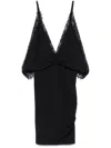 Attico Lace Trim Draped Detail Knee Length Dress In Black