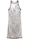 Attico Mini Dress With Sequin Embellishment And Back Slit In Gray