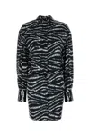 Attico Silvye Zebra Print Satin Shirt Dress In Multicolor