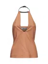 Attico Nude Stretch Crepe Top In Brown