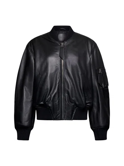 Attico The  Women Oversized Leather Bomber Jacket