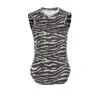 Attico Zebra Print Form-fitting Sleeveless Tank Top